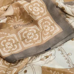E.Marinella STOLA MARRONE IN CASHMERE Collezione elefanti Best