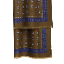 E.Marinella STOLA MARRONE IN LANA Decorazioni floreali Discount