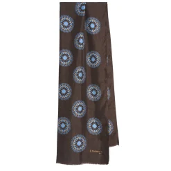 E.Marinella STOLA MARRONE SCURO IN SETA MADDER Collezione floreale Online