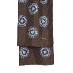 E.Marinella STOLA MARRONE SCURO IN SETA MADDER Collezione floreale Online
