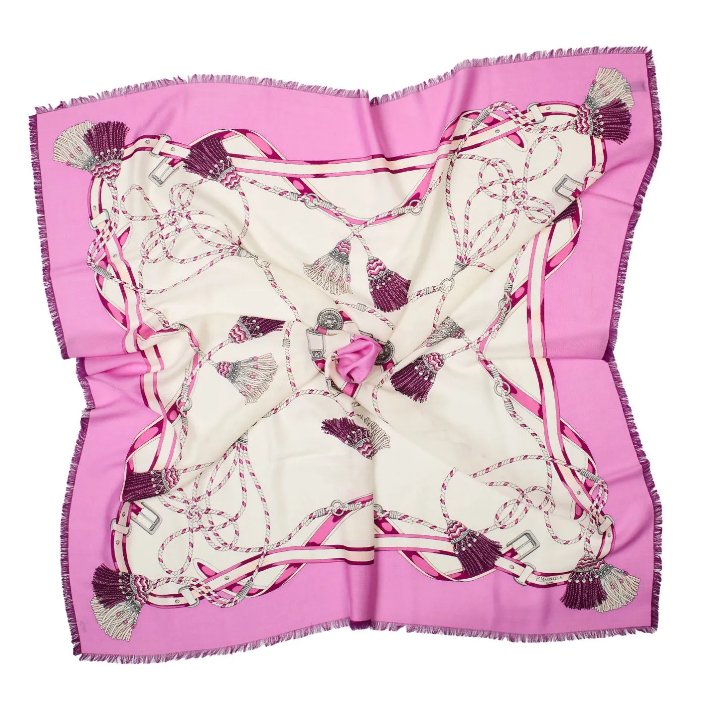 E.Marinella STOLA ROSA 115 IN LANA, SETA E CASHMERE Nappine e chiavi Sale