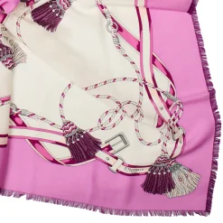 E.Marinella STOLA ROSA 115 IN LANA, SETA E CASHMERE Nappine e chiavi Sale