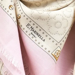 E.Marinella STOLA ROSA 115 IN LANA, SETA E CASHMERE Fiori d’archivio Discount