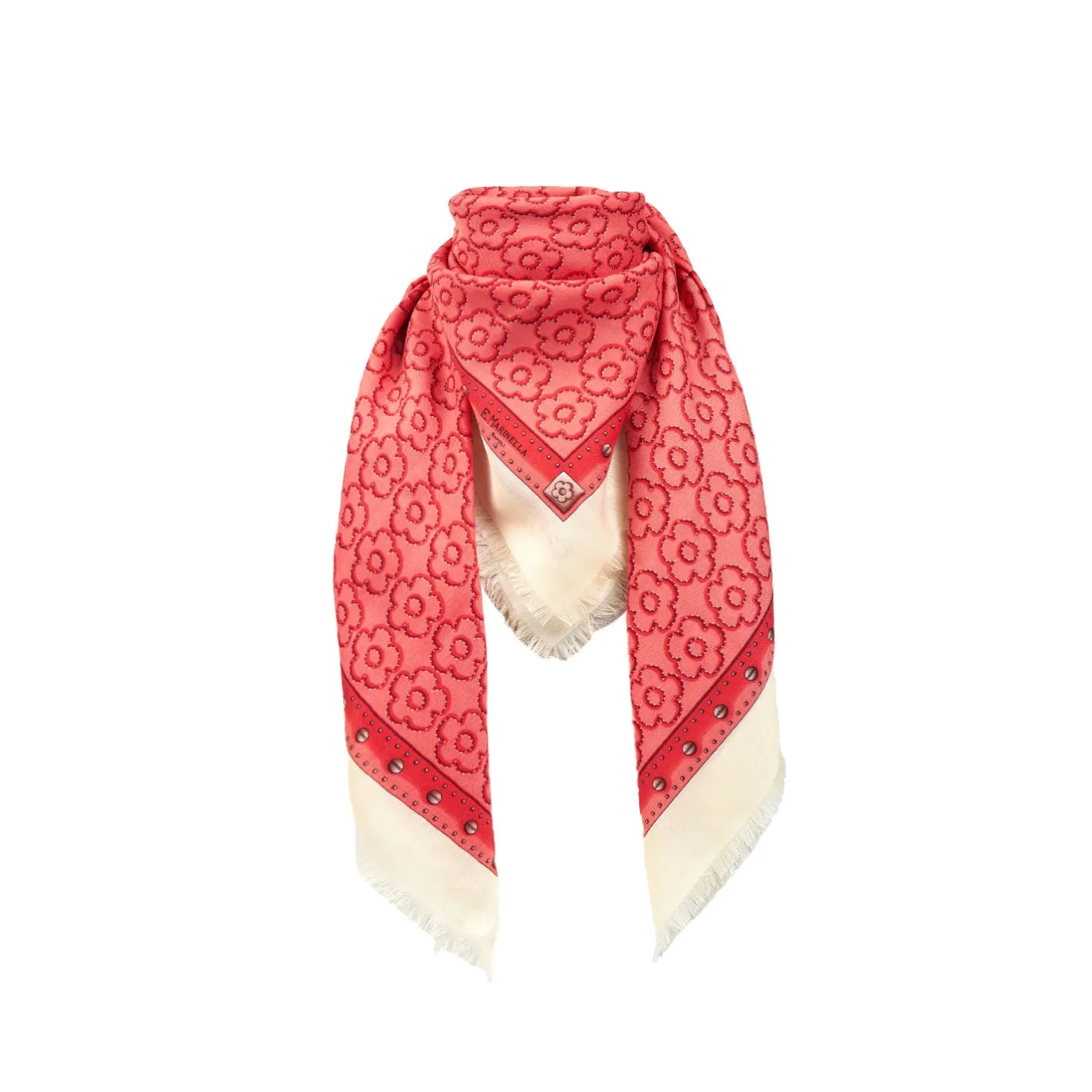 E.Marinella STOLA ROSA 115 IN LANA, SETA E CASHMERE Fiori d’archivio Sale