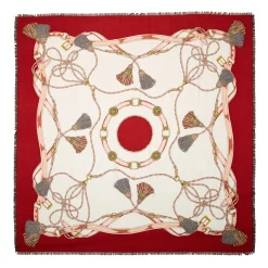 E.Marinella STOLA ROSSA 115 IN LANA, SETA E CASHMERE Nappine e chiavi Discount