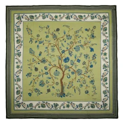 E.Marinella STOLA VERDE OLIVA 140 IN LANA E CASHMERE Albero della vita Sale