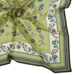 E.Marinella STOLA VERDE OLIVA 140 IN LANA E CASHMERE Albero della vita Sale