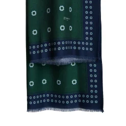 E.Marinella STOLA VERDE SCURO IN LANA Decorazioni floreali Online