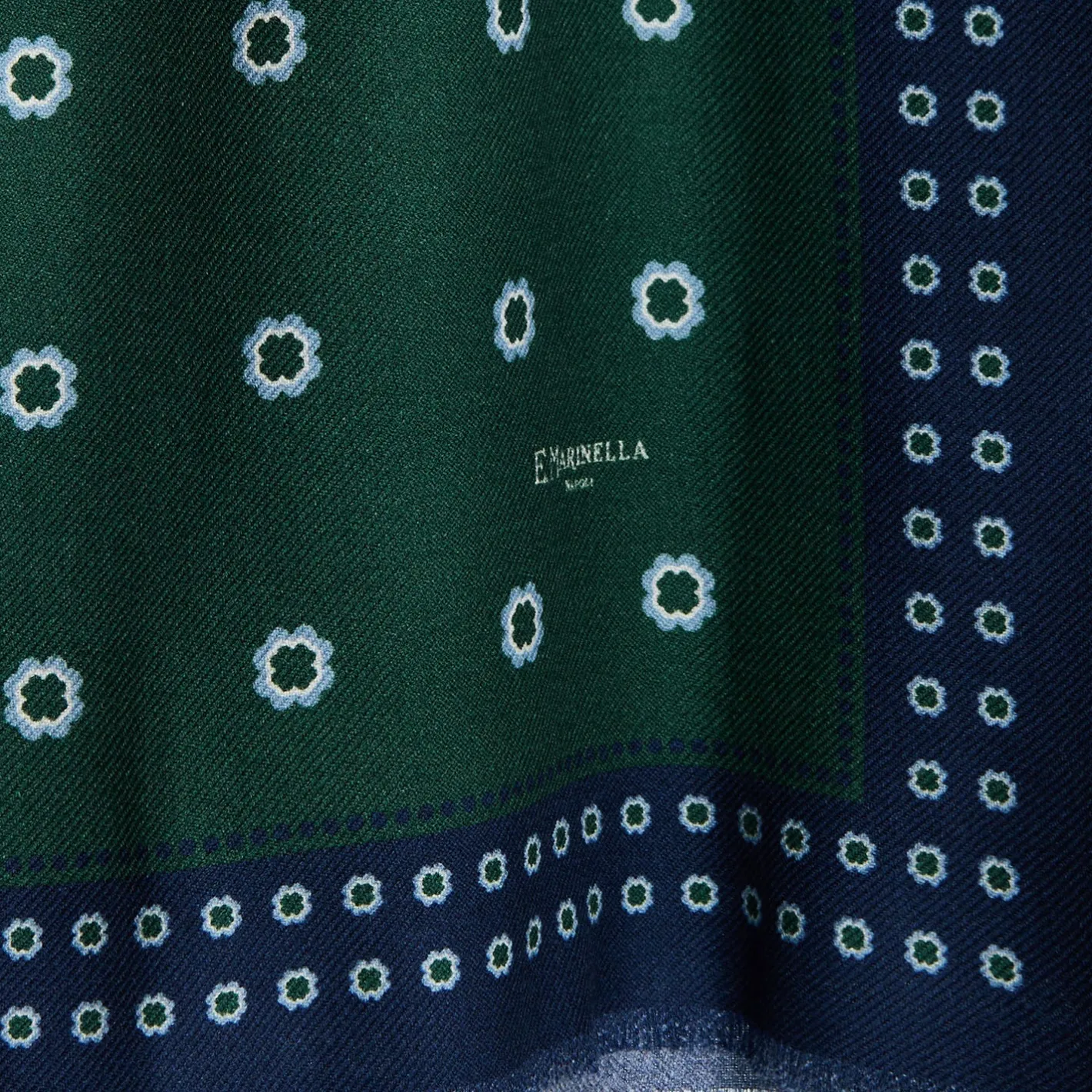 E.Marinella STOLA VERDE SCURO IN LANA Decorazioni floreali Online