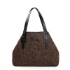 E.Marinella TOTE BAG MARRONE E NERA In lana e pelle martellata Discount