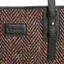 E.Marinella TOTE BAG MARRONE E NERA In lana e pelle martellata Discount