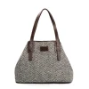 E.Marinella TOTE BAG MARRONE In lana e pelle martellata