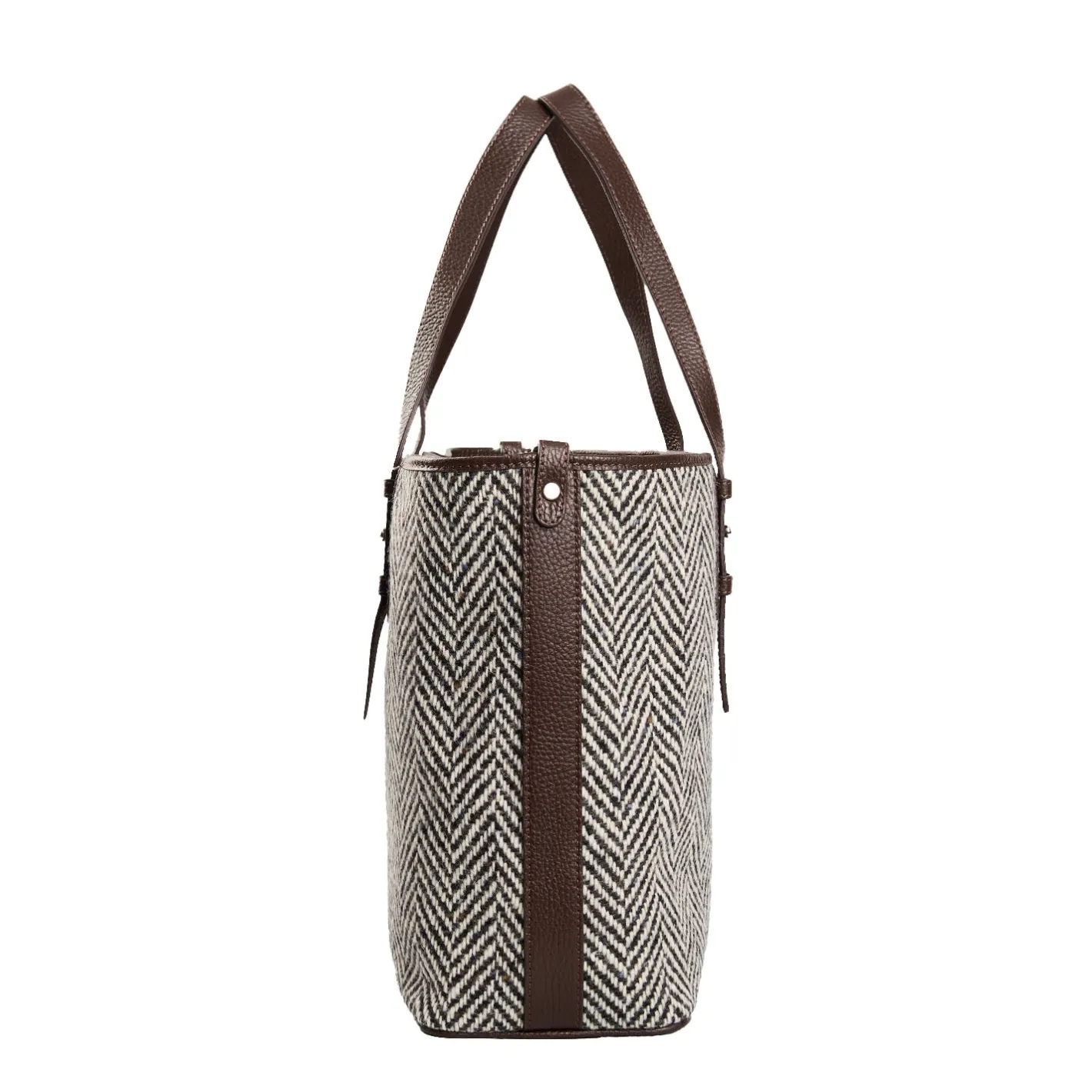 E.Marinella TOTE BAG MARRONE In lana e pelle martellata