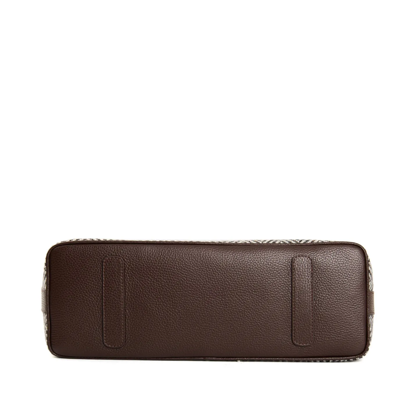 E.Marinella TOTE BAG MARRONE In lana e pelle martellata