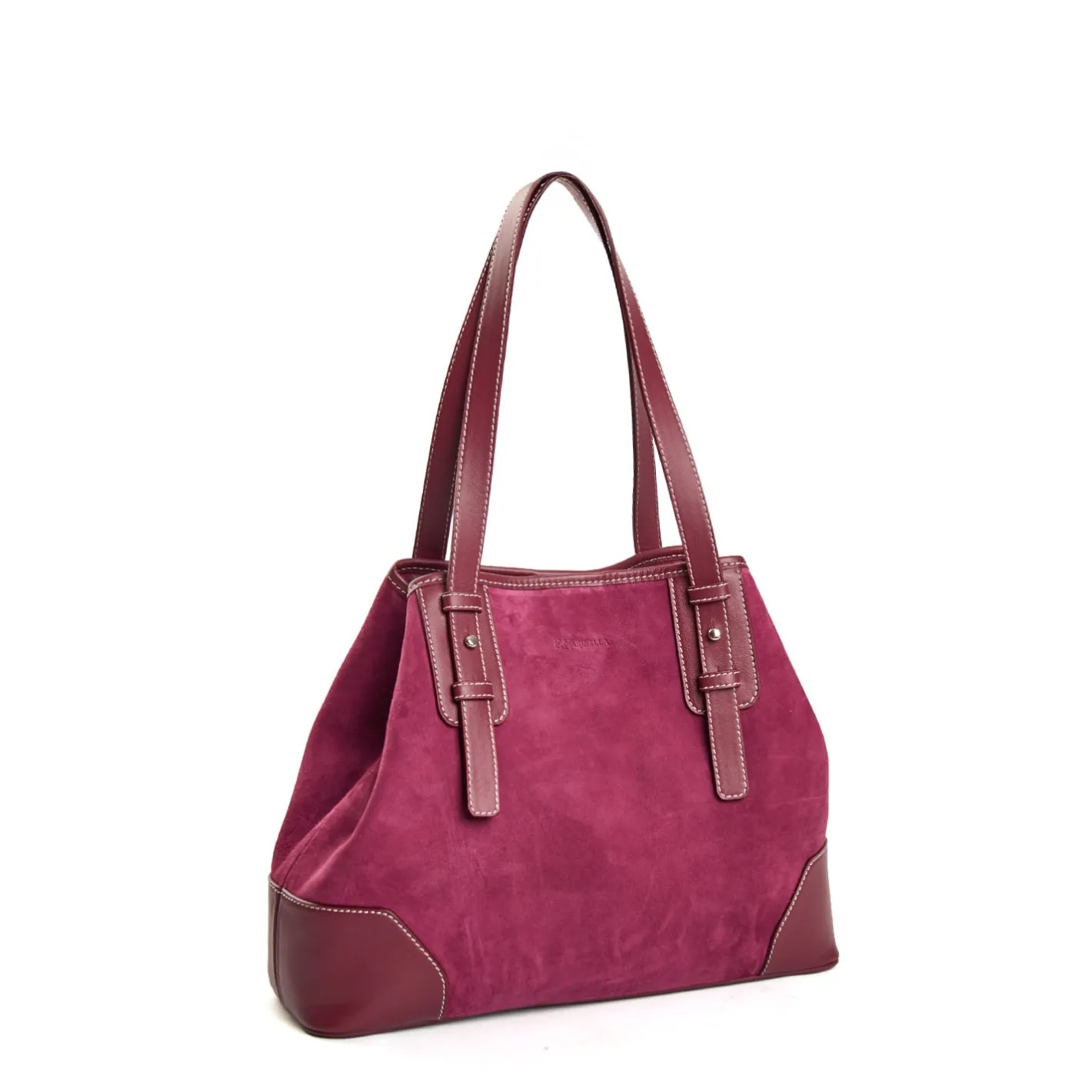 E.Marinella TOTE BAG MIDI BORDEAUX In suede e pelle Discount