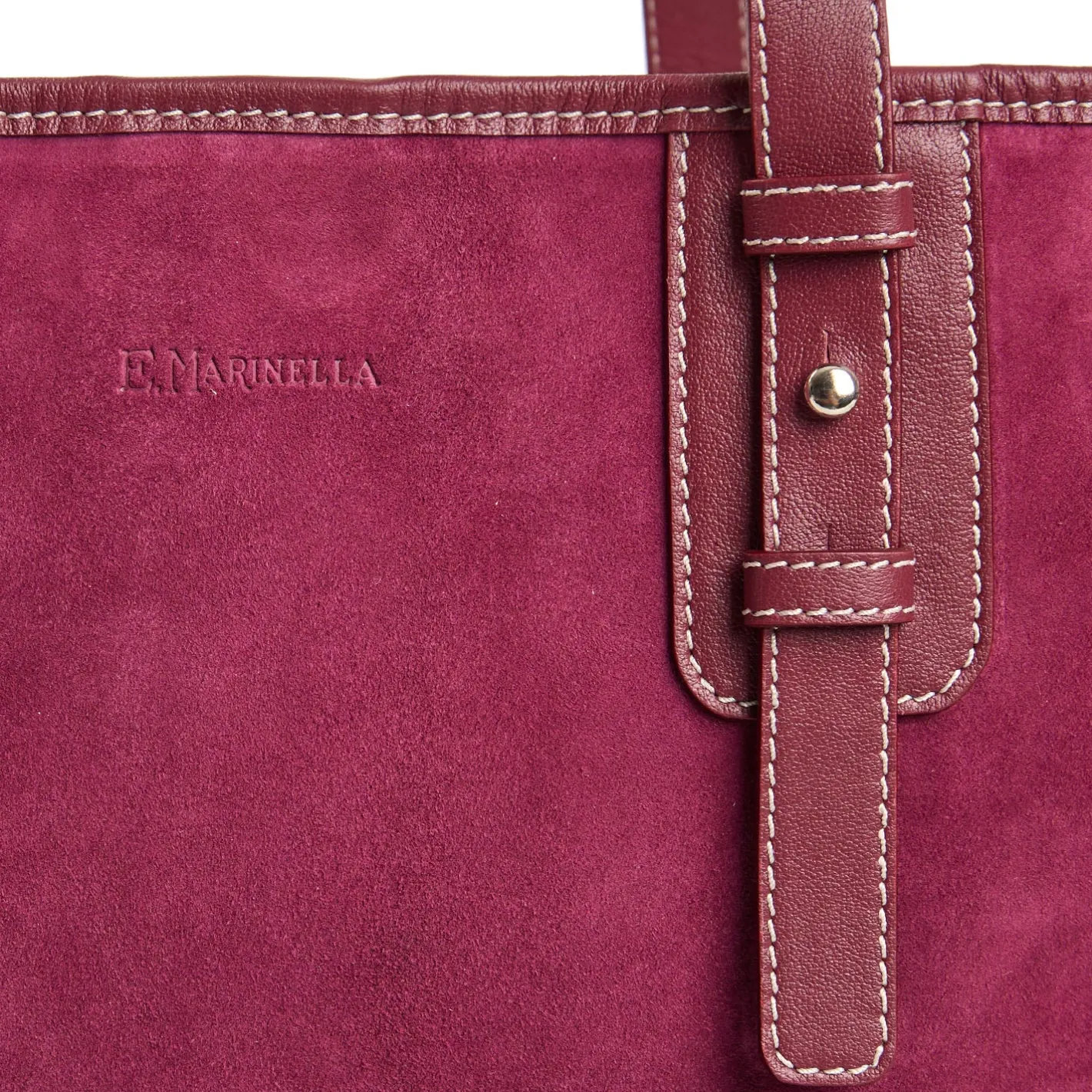 E.Marinella TOTE BAG MIDI BORDEAUX In suede e pelle Discount