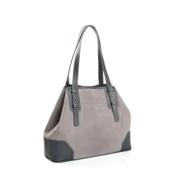 E.Marinella TOTE BAG MIDI GRIGIA In suede e pelle Sale