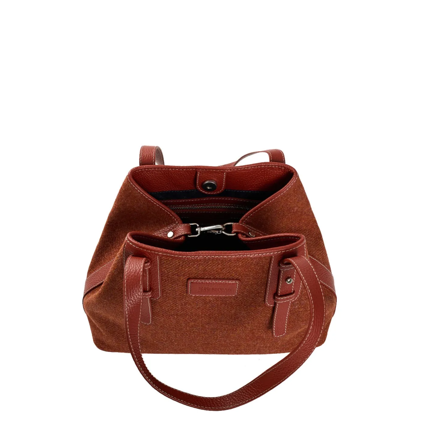 E.Marinella TOTE BAG MIDI MARRONE CHIARO In lana e pelle Best