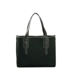 E.Marinella TOTE BAG MIDI VERDE SCURO In lana e pelle Clearance