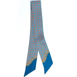 E.Marinella TWILLY IN SETA BLU MEDIO Microfantasia fiore Online