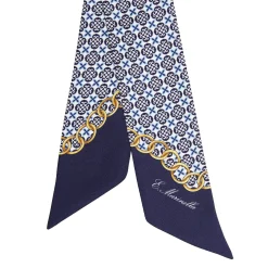 E.Marinella TWILLY IN SETA BLU SCURO Microfantasia fiore Sale