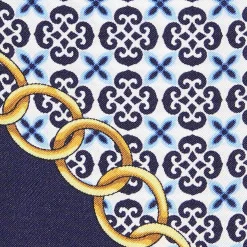 E.Marinella TWILLY IN SETA BLU SCURO Microfantasia fiore Sale