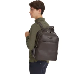 E.Marinella ZAINO MARRONE SCURO IN PELLE Con schienale rinforzato Discount